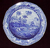 Spode Indian Sporting Series blue and white pearlware plate