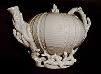 Belleek pottery 1st Black Mark Echinus teapot